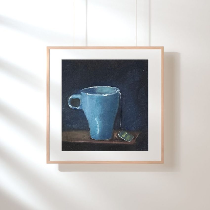Blue Tea Cup Still Life Art - Image 2