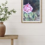 "Elegant Middle Eastern living room styled with floral oil painting"