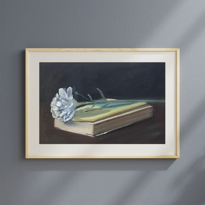 Book with Flower Still Life Art