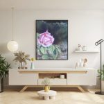 "Floral oil painting displayed as a meaningful gift in living space"