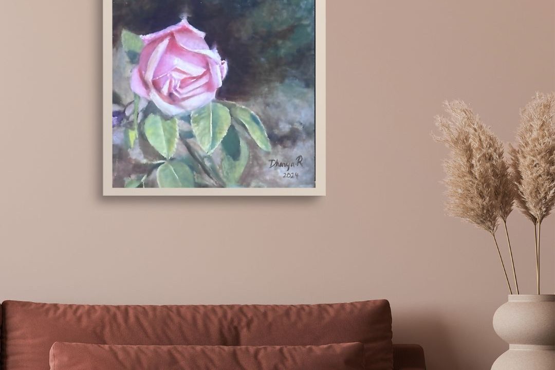 " Floral art print displayed in a modern interior"
