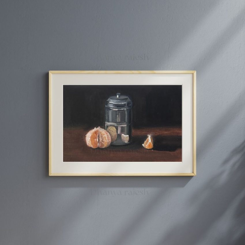 Metal and Oranges Still Life Art - Image 2
